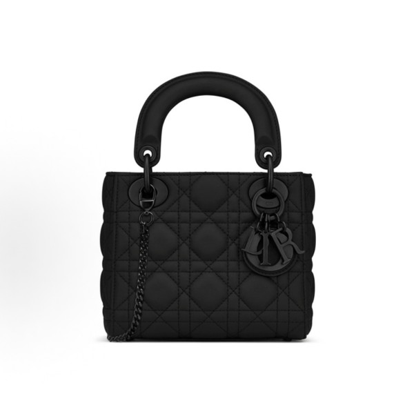 DIOR Lady Dior matte three-compartment detachable chain Princess Bag, mini women\'s crossbody handbag, matte black